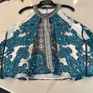 Bebe teal paisley flowy top M